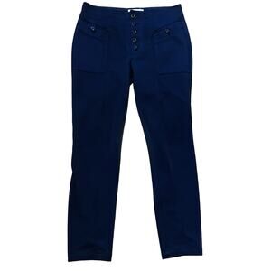 Anthropologie Blue Bryson Tapered Button Front Dress Pants 4